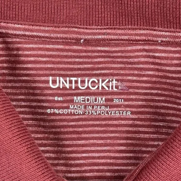 UNTUCKit Cero Long Sleeve Polo Shirt Red Stripe Men’s Medium - Picture 4 of 10